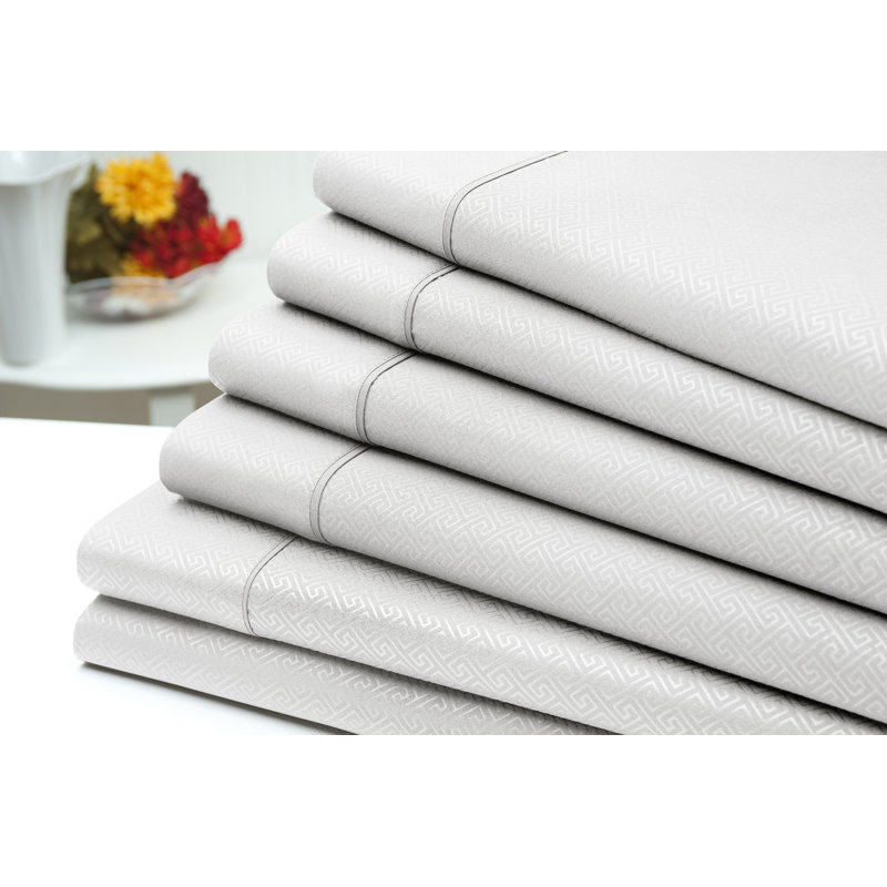 Ensemble de draps 6 pièces US, Ensemble de draps pour grand lit + drap-housse + 4, Blanc
