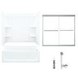 60" W x 75" H Frameless Rectangle Sliding Tub & Shower Kit with Towel Bar and Base Included