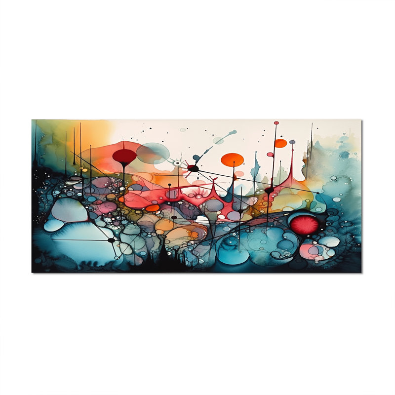 «Green and Orange Ethereal Terrains III - Abstract Landscape», impressions d'art mural, Toile tendue
