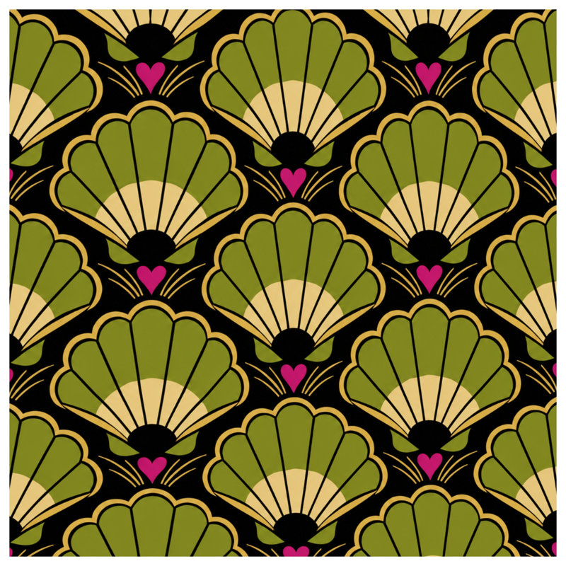 Green Art Deco Shells Blankets, 60in W x 80in H