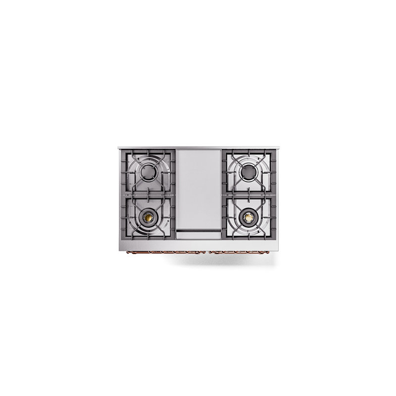 ILVE Nostalgie II 40 in Dual Fuel Range, Natural Gas, Blue Gray/Brass