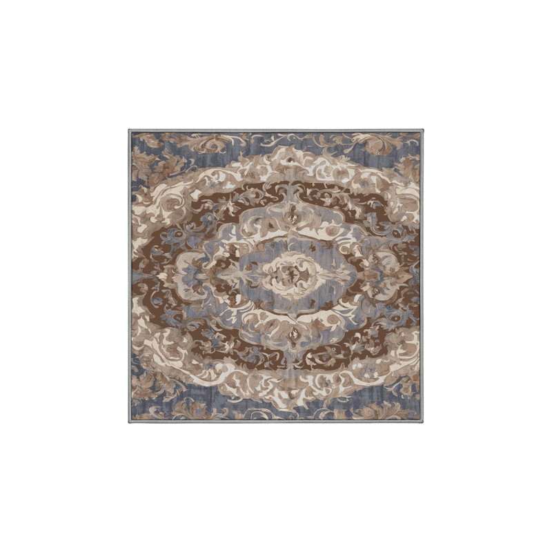 Machine Washable Gray Area Rug, Square 7'