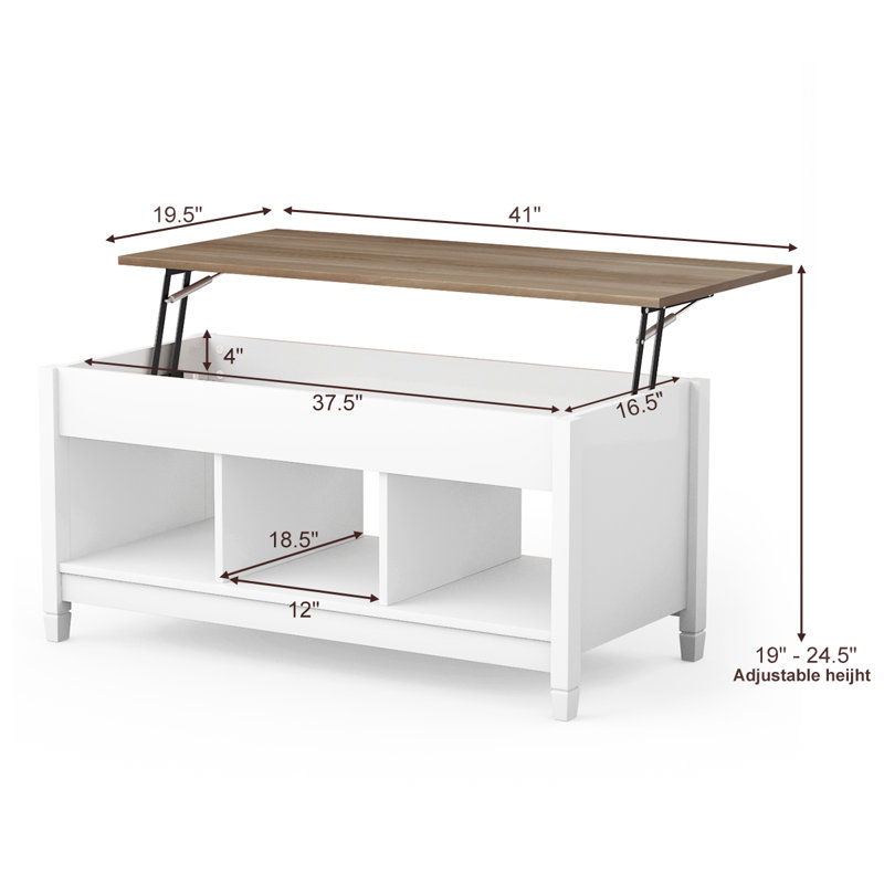 Jocasta Coffee Table, Light Brown, White, 24.5" H x 41" L x 20.5" W