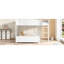Lit superposé en bois double avec lit superposé double avec tablette de rangement intégrée et échelle, avec support à lattes, aucun sommier nécessaire, blanc