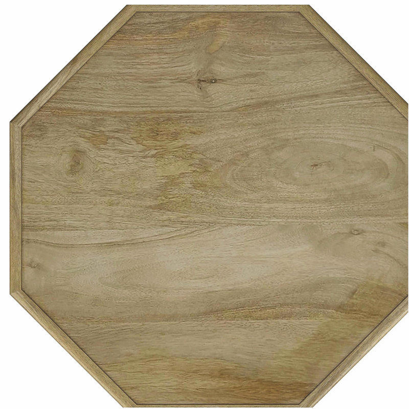 Watsonville Natural Brown Octagonal Solid Mango Wood Side Table