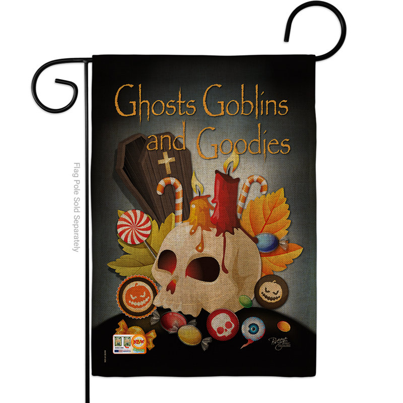 Drapeau de jardin à double face 18,5" breeze décoration g162007-db ghosts goblins et goods en toile jute automne