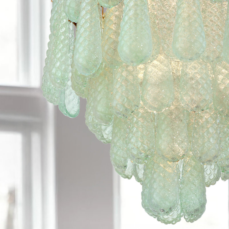 Lustre en laiton vieilli 16 lumières Michailo, Vert