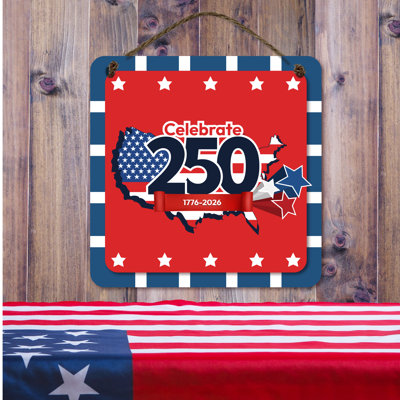 Tableau d'art suspendu en bois avec ficelle Celebrate 250 USA