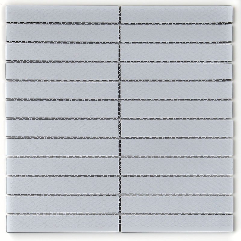 Geneva 1" x 6" Glass Random Mosaic Wall Tile, Classic Solid Top Hat