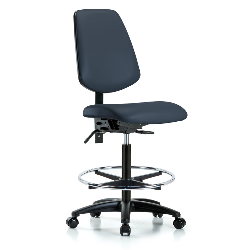 Jalynn Vinyl Drafting Chair, Casters, Imperial Blue, Not Included