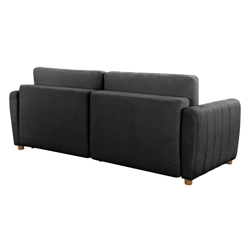 Serta Lowry 91.7" Queen Size Channel Tufted Convertible Sleeper Sofa, Charcoal