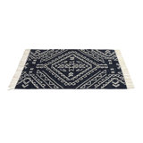 Blue My Mind Southwestern Area Rug in Dark Navy/White
