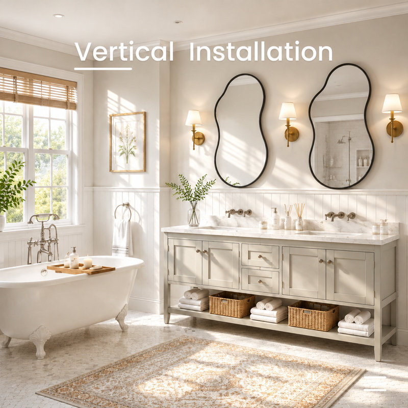 Asymmetrical Bathroom Mirror, Irregular Cloud Wall Vanity Mirror, 36" H x 24" W