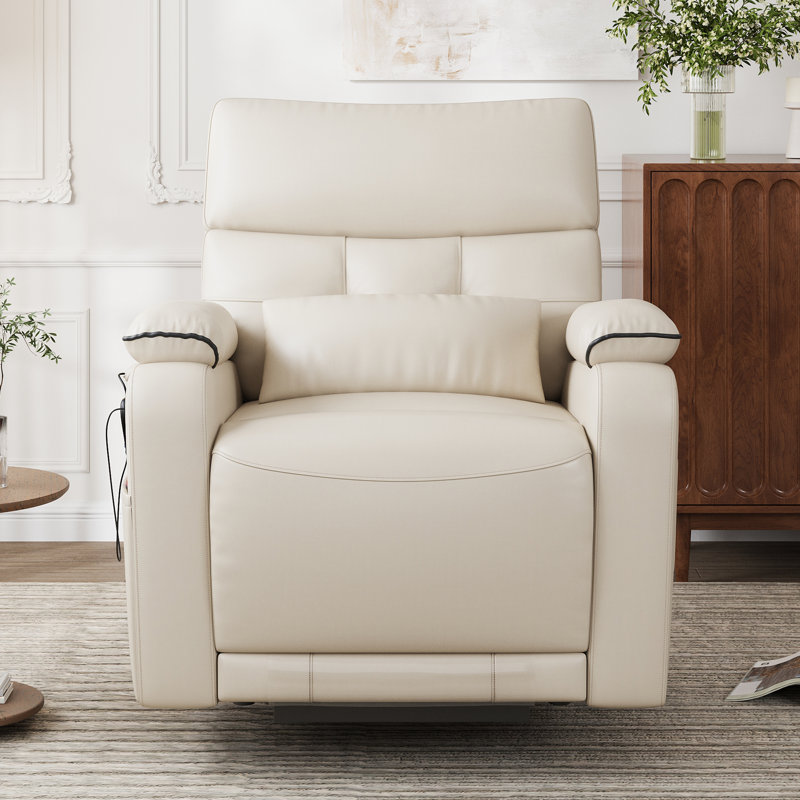 Faux Leather Power Lift Recliner Chair For Elderly, Beige