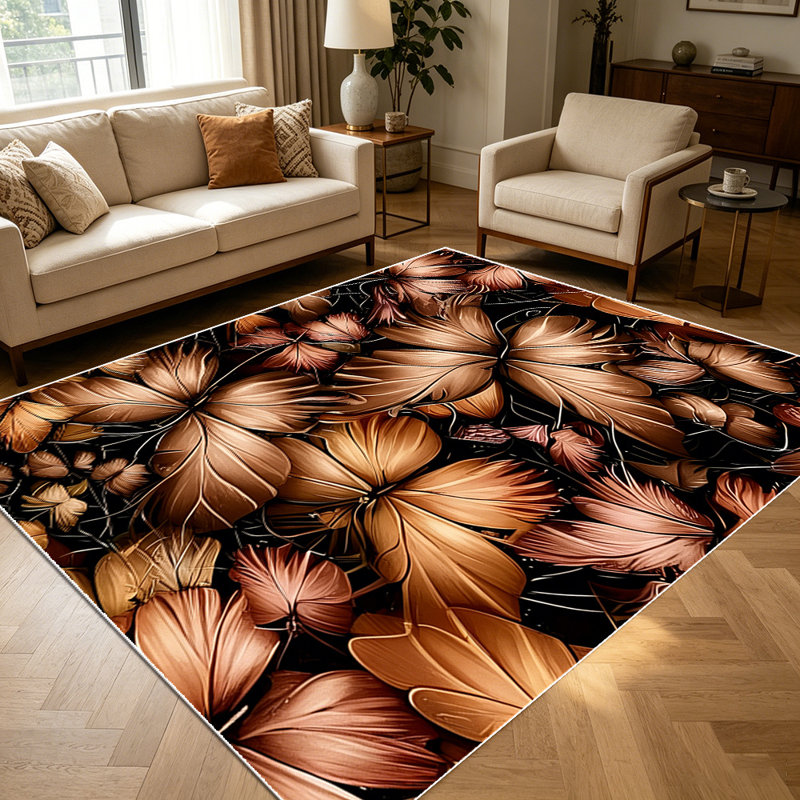 1PC Vintage Bronze Tropical Palm Leaf Floral area rugs for Living Room, Soft and Comfortable, Suitable for all seasons, easy-to-maintain, machine washable Indoor floor mat, Under Table Farmhouse suitable for living room, dining area, bedroom,