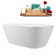 68.5" Streamline Soaking Glossy White Freestanding Tub and Tray With Internal Drain
