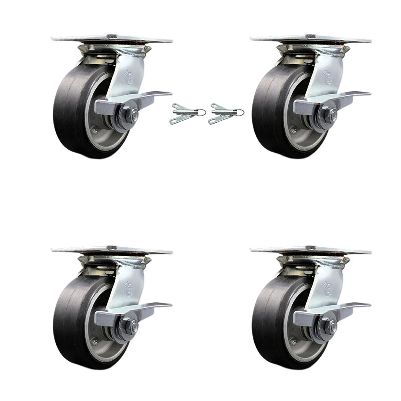 4 Piece Rubber on Aluminum Caster Set