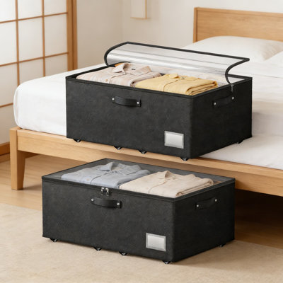 Contenants de rangement sous le lit avec roulettes et couvercles transparents, ensemble de rangement à roulettes pour vêtements, couvertures et articles saisonniers, aucun assemblage requis