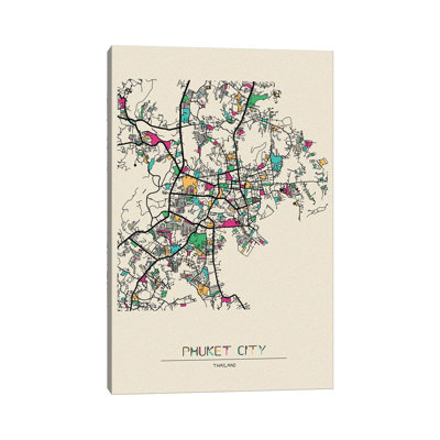 Phuket, Thailand Map by Ayse Deniz Akerman - Wrapped Canvas Painting