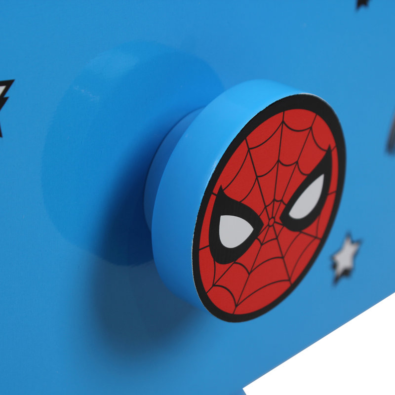 Spider-Man Bedside Table: Sturdy Engineered Wood Construction featuring a 2-tier Design for Ample Storage, Small Side Table with Drawer and Storage Shelf for Kid's Bedroom