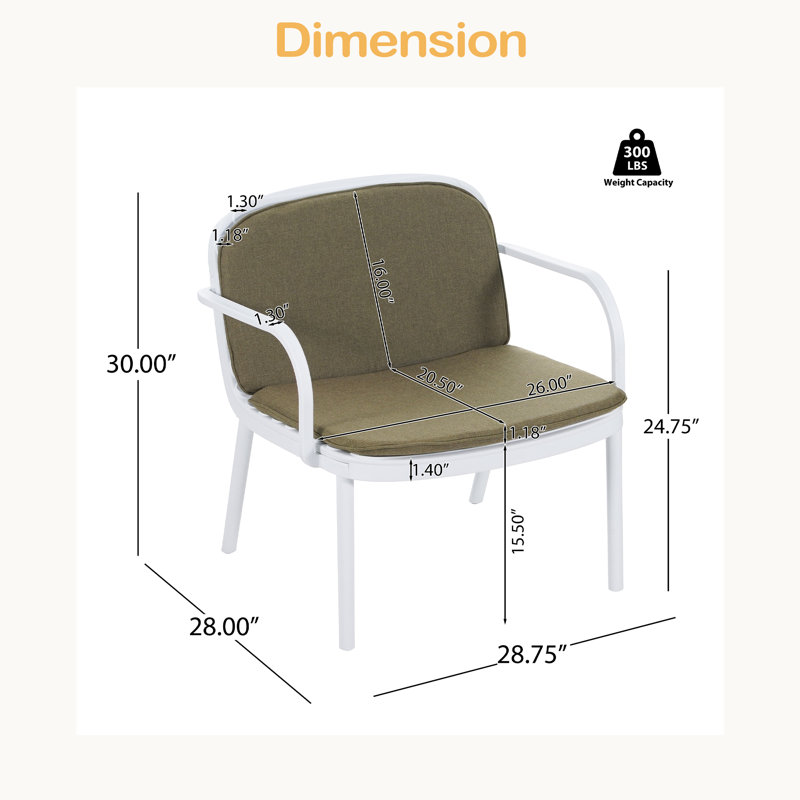 Ensemble de 2 fauteuils club d'extérieur en PP, Coussin vert / cadre blanc