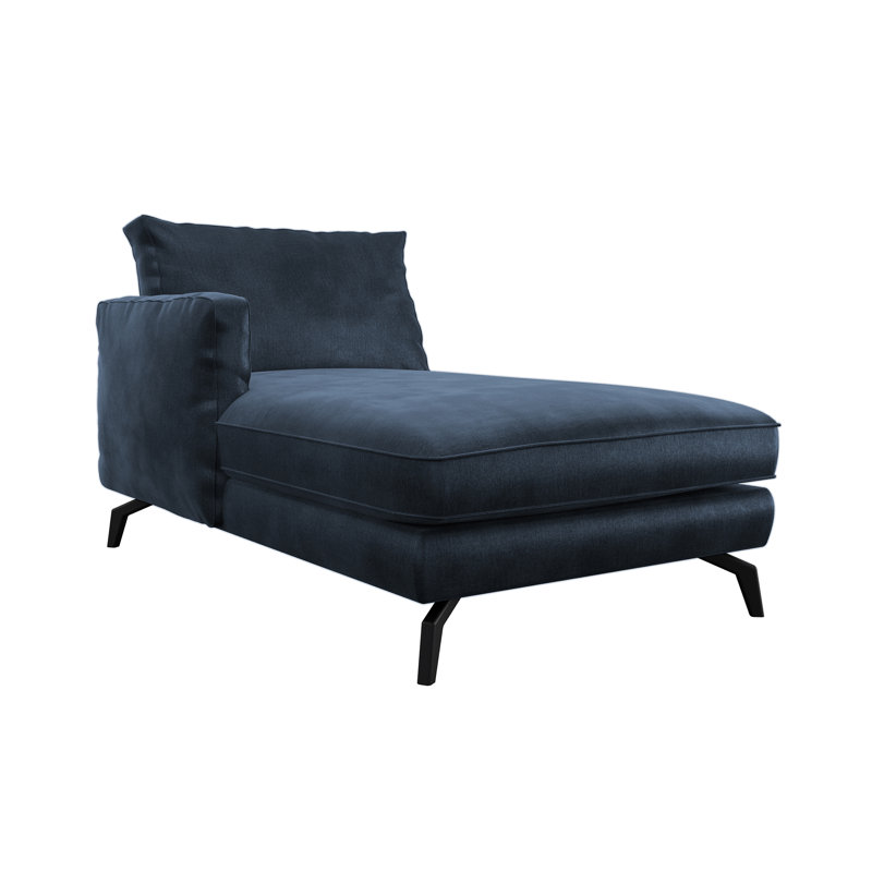 Unic Velvet Chaise Lounge, Left-Arm Chaise, Midnight Blue