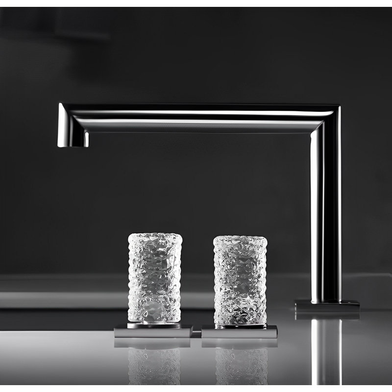 Robinet espacé avec poignées en cristal de 8 po Boulgari, Noir / blanc