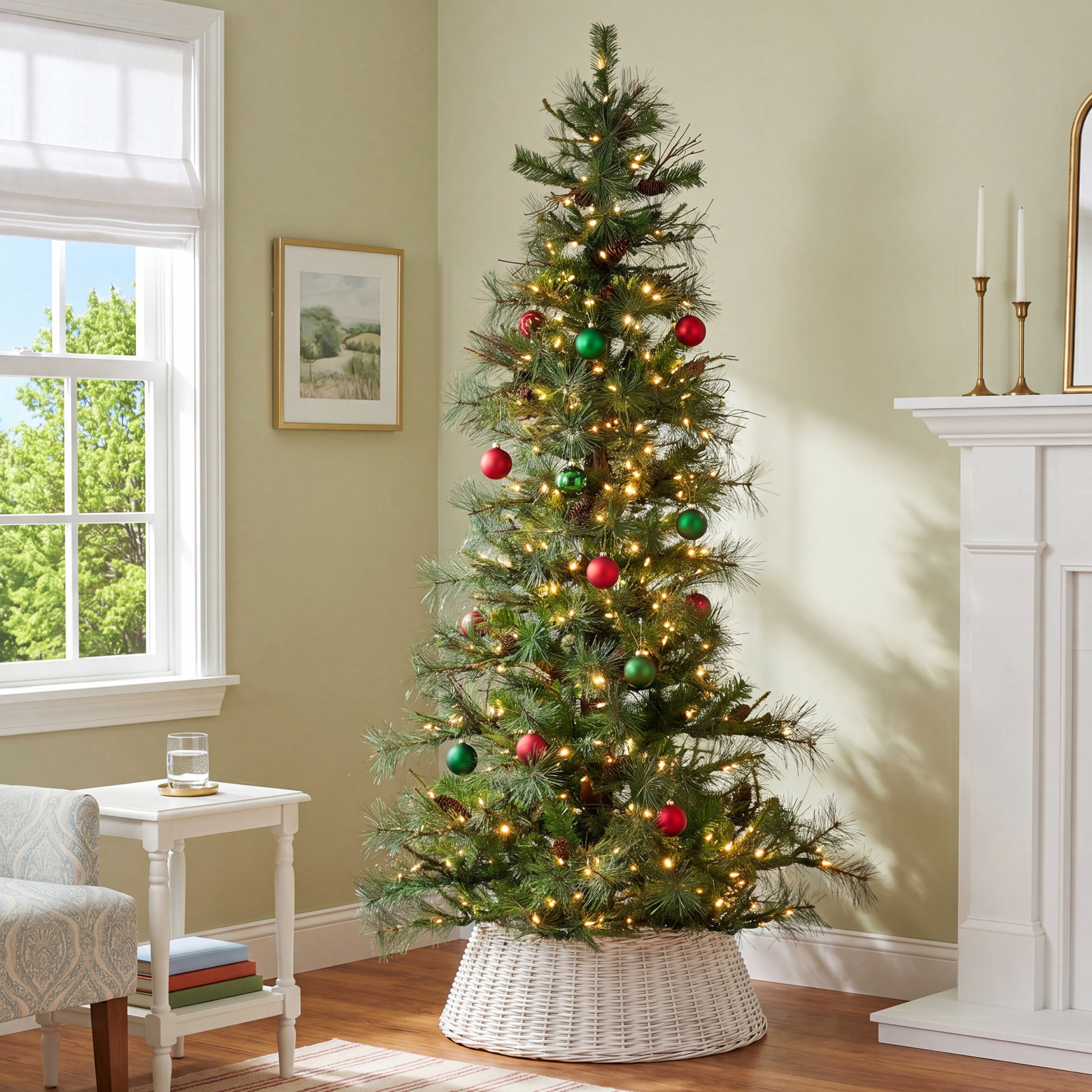Ashland Fir Tree Pre-Lit Pine Christmas Tree, 6', Pre-Lit