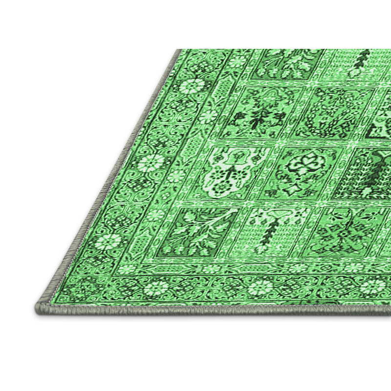 Tapis traditionnels vert émeraude 4767, Rectangle 5 pi x 7 pi