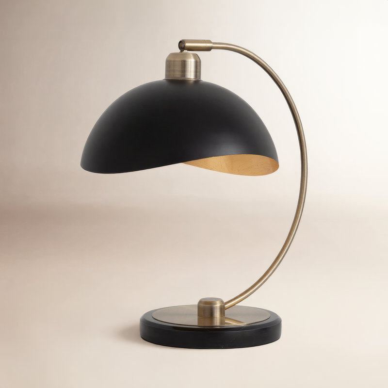 Luna Bella Mini Accent Table Lamp - Weathered Brass, Matte Black, Black Marble Base, Dimmer Switch
