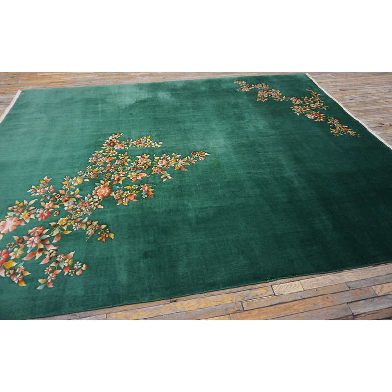 Antique Chinese Room Size Knotted Wool 1930s Rectangle - Art Deco Rug