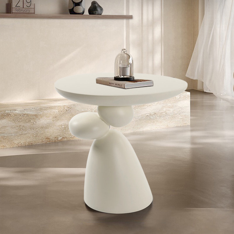 Hockett Lucky Fiberglass Side Table, Cream White