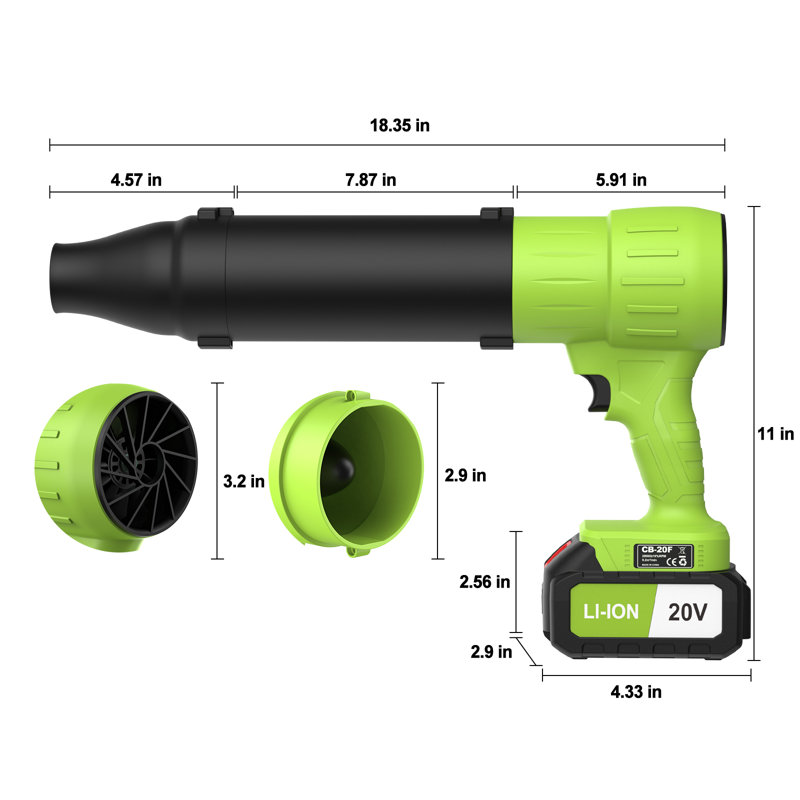 Souffleur électrique sans fil rechargeable à feuilles et à poussière de 35 000 tours par minute avec batterie et chargeur