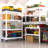 4-tier Heavy Duty Steel Shelving  Unit With 4 Lockable Wheels, Adjustable Shelving Rack With Double-layer Support Columns-97718475