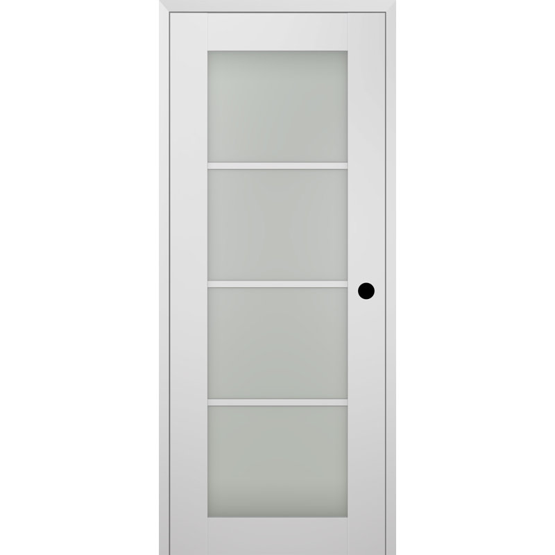 Porte intérieure pré-suspendue en bois manufacturé et en verre Smart Pro 4 Lite DIY-Friednly, 17,75 po x 79,37 po, Gauche