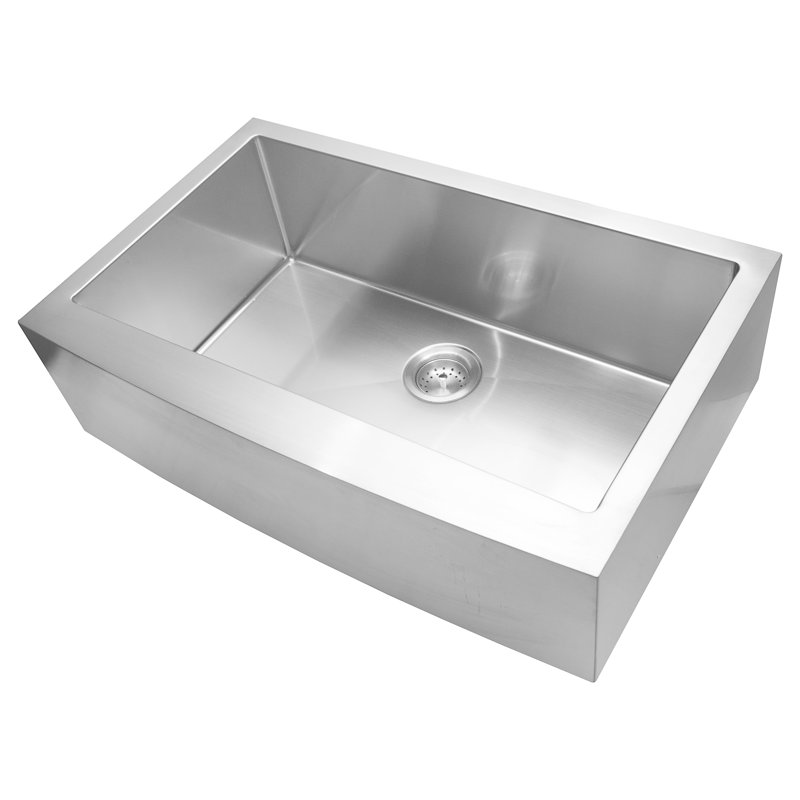 SleekSteel 33 in. x 21 in. 16 Gauge Stainless Steel Farmhouse Apron-Front Undermount Single Bowl Kitchen Sink