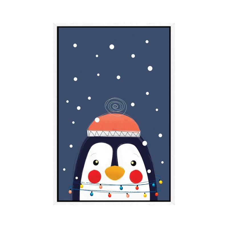 Christmas Penguin by Show Me Mars - Gallery-Wrapped Canvas Giclée on Canvas, 152.4cm H x 101.6cm W, White Floater Frame