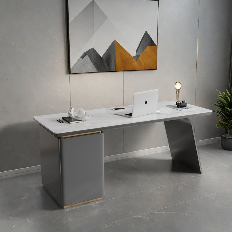 Bureau moderne en ardoise, Gris, H 29,5 po x l 63 po x P 27,6 po