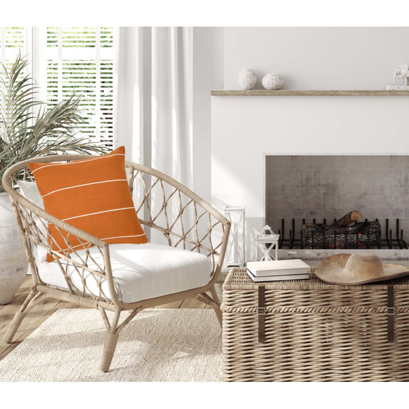 Hudie Striped Cotton Throw Pillow, Orange/White, Pillow Cover Only - No Insert