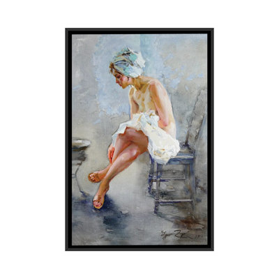 In the Bathroom 1 Piece Single Picture Frame and Floater Frame Painting on Canvas
