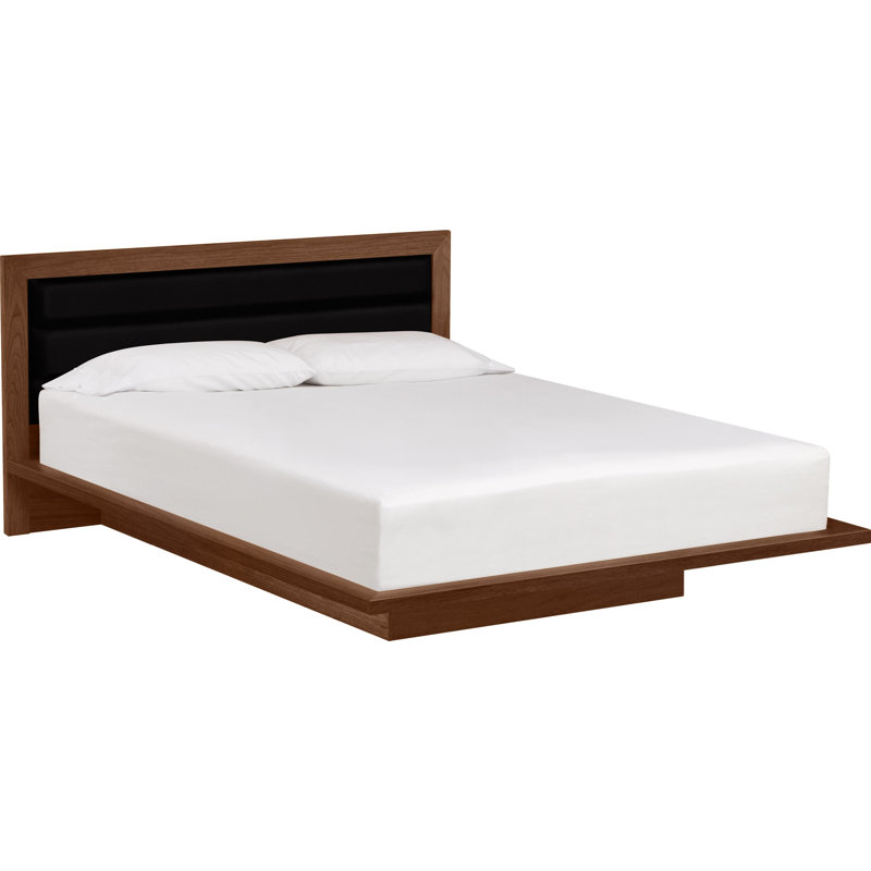 Moduluxe Leather Platform Bed, Queen, Ebony, Saddle Cherry