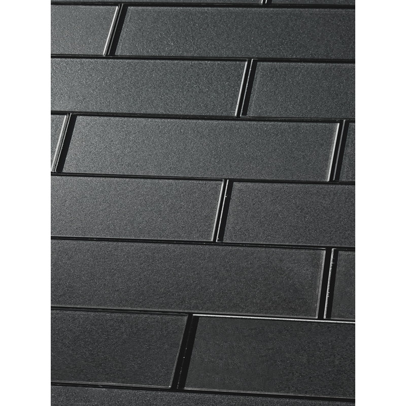 Forever Glossy 3 in. x 12 in. Diamond Grade Glass Straight Edge Subway Decorative Kitchen & Bathroom Wall Tile, Gray