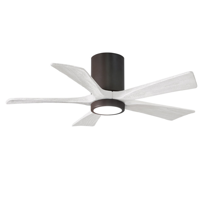 Ventilateur de plafond à 5 pales DEL avec ensemble d'éclairage inclus Irene, Bronze texturé, 42", Blanc mat
