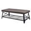 Table basse capitonnée en similicuir avec plateau inférieur en filet et pieds robustes en métal pour plus de durabilité et de style