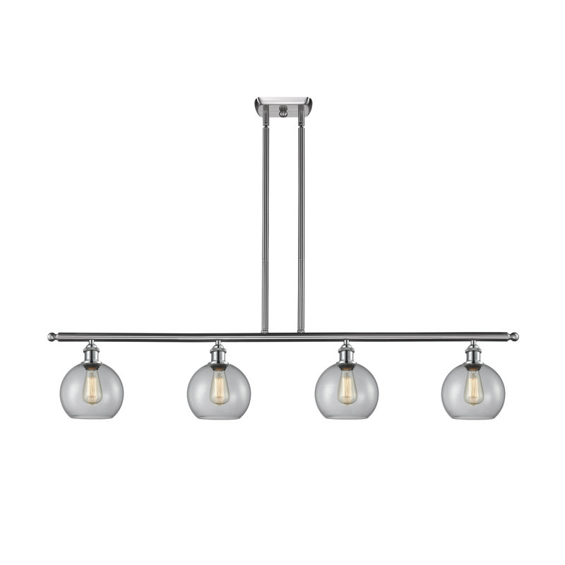Hamida 4 - Light Kitchen Island Pendant, Clear, Brushed Satin Nickel