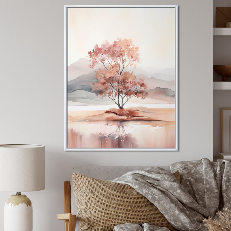 «Pink Nature Scenes», impression sur toile, Cadre flottant blanc, H 20 po x l 12 po x P 1 po