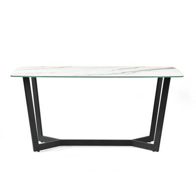 Glass Top Metal Base Dining Table
