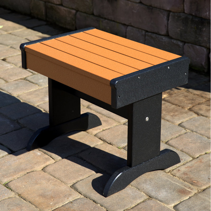 Aatikah Plastic Adirondack Chair with Ottoman/Table, Cedar/Black