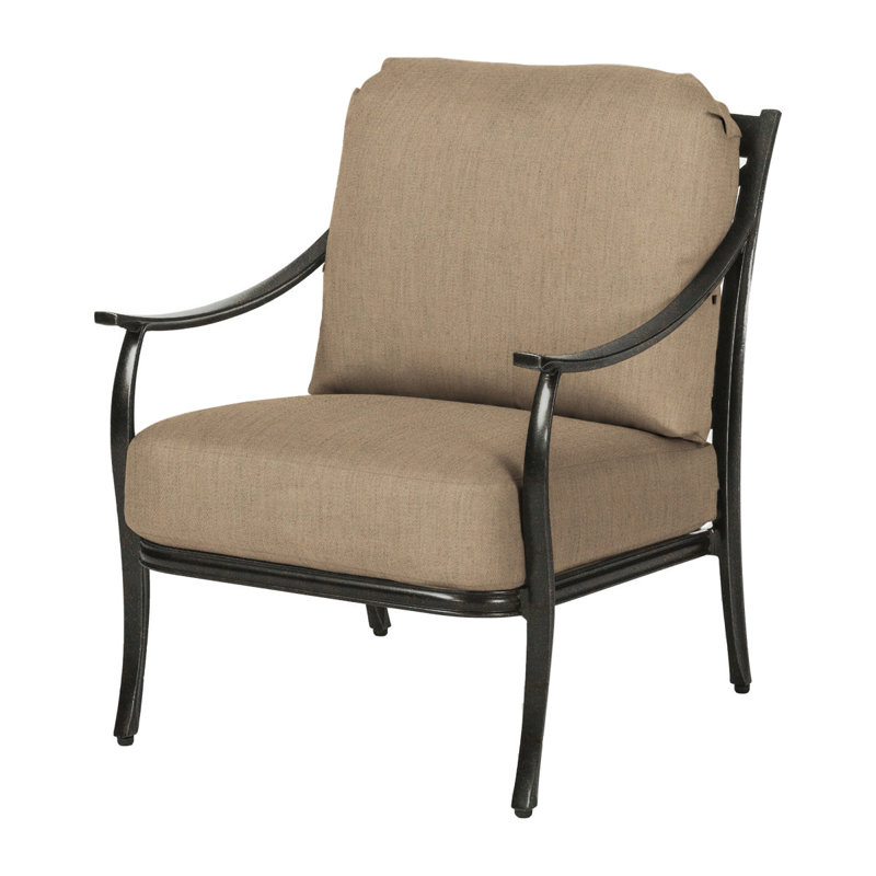 Edge Lounge Chair with Sunbrella Cushions, Midnight Gold, Canvas Heather Beige Sunbrella® Canvas