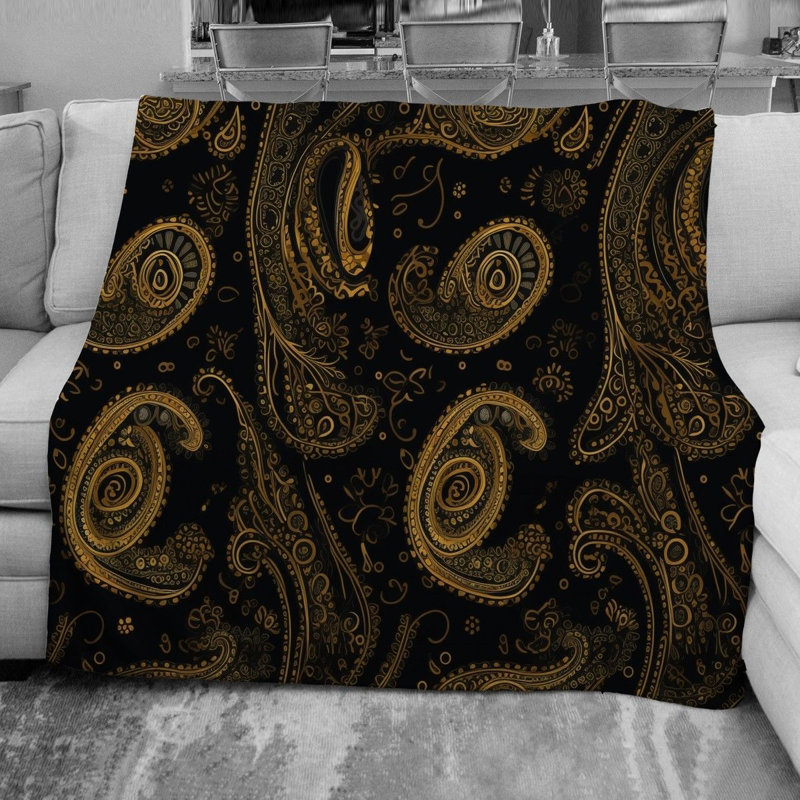Machine Printed Throw Blanket, 51" W x 60" L, Black/Brown